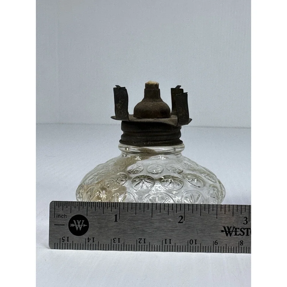 Oil‎ Kerosene Lamp Base Hurricane Clear Glass Starburst Diamond Pattern Wick